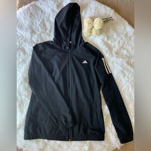 EUC Adidas black windbreaker jacket with hood